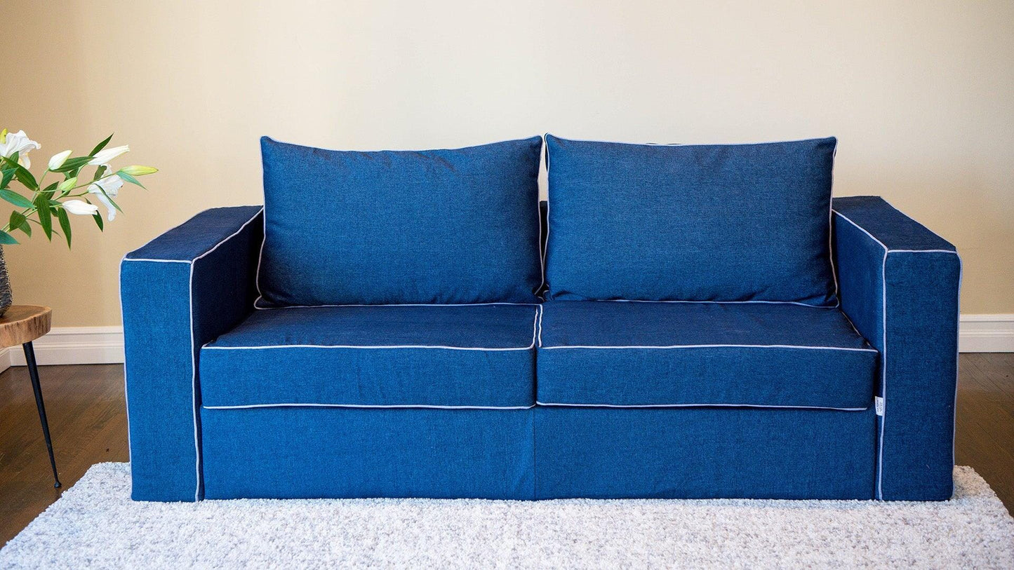 Isaac Mizrahi Hampton Blue Dynamic Sofa - Elephant in a box